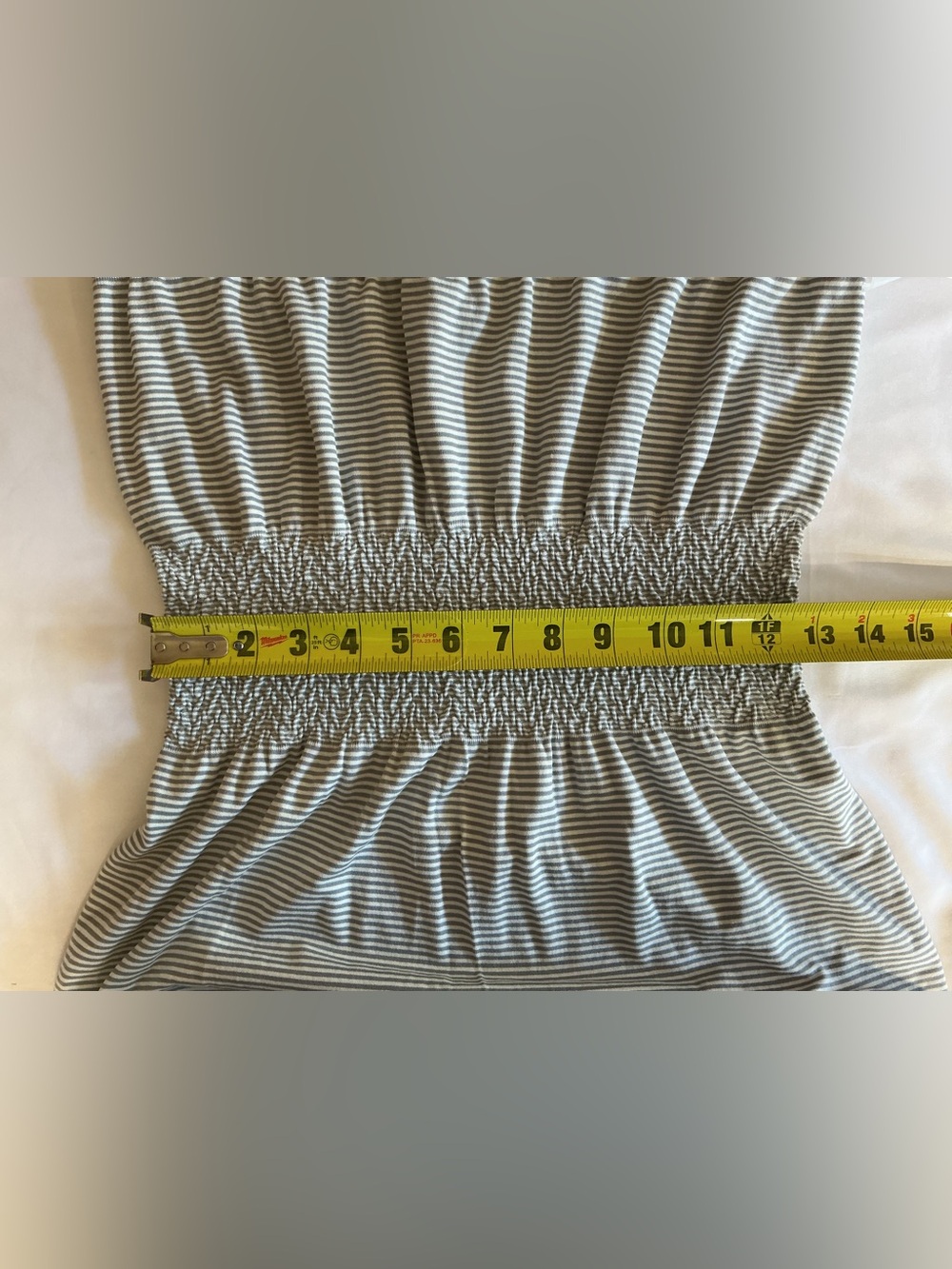 Lark + Grey Gray White Stripe Strapless Maxi Dress S/M Beach Vacation - Picture 11 of 11